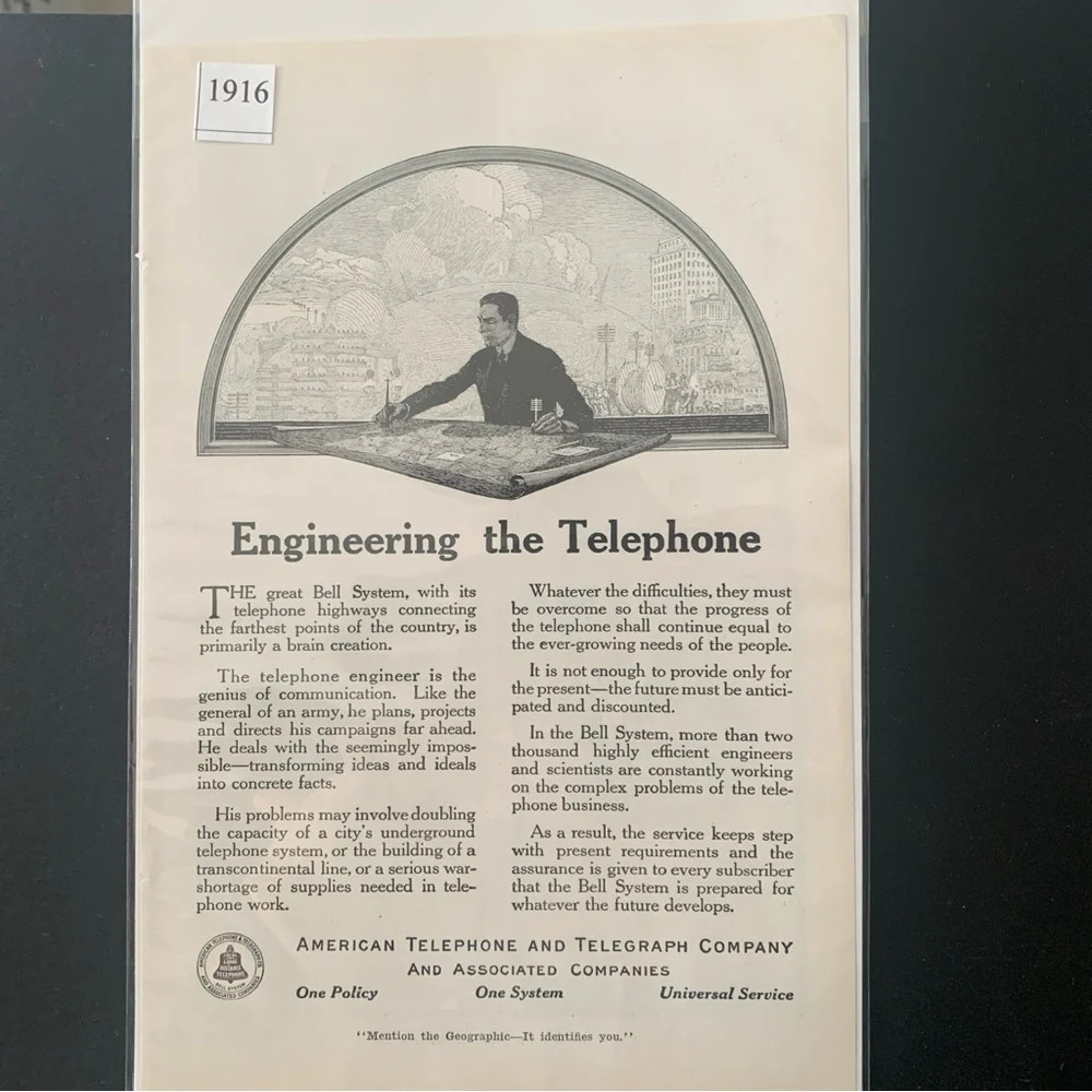 Vintage 1916 Engineering The Telephone Ad Advertisement